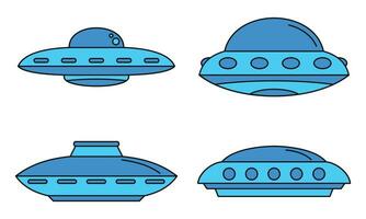 UFO spaceship icon set vector color