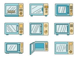 Modern microwave icon set vector color