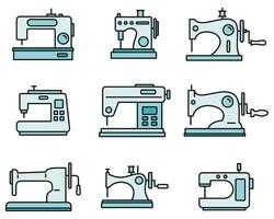 Fabric sew machine icon set vector color