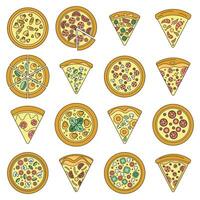 Pizza slice icon set vector color