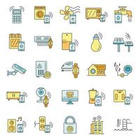 Intelligent building icon set vector color