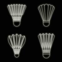 Shuttlecock equipment icon set vector neon