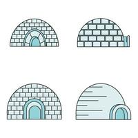 Arctic igloo icon set vector color