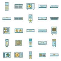 Conditioner air filter icons set vector color