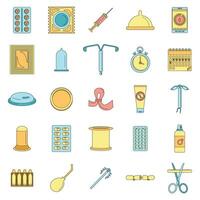 Contraception Day control icons set vector color