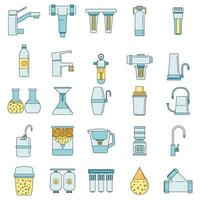 Filter water system icon set vector color