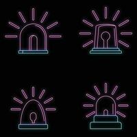 Flasher siren icons set vector neon