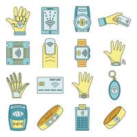 Smart nfc technology icon set vector color