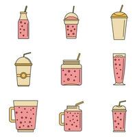 Smoothie fruit juice icons set vector color