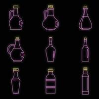 Vinegar bottle icons set vector neon