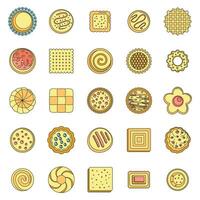 Cookies biscuit icons set vector color