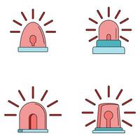 Flasher siren icons set vector color