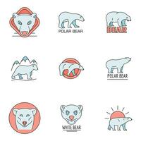 Polar bear baby white icons set vector color