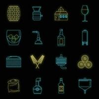 Whisky bottle glass icons set vector neon