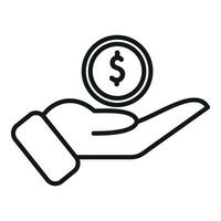 Care money coin hand icon outline vector. Investment credit vector