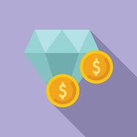 Diamond coins money icon flat vector. Currency wallet vector