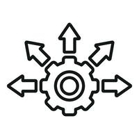 Gear victory success icon outline vector. Human training vector