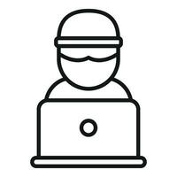 Anonymous laptop user icon outline vector. Mark person vector