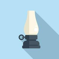 Kerosene home lamp icon flat vector. Burner oil lamp vector