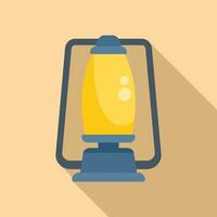 Hiking or camping kerosene lamp icon flat vector. Handle miner light vector