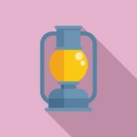 Kerosene old lamp icon flat vector. Retro station lamp vector