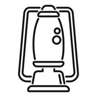 Hiking or camping kerosene lamp icon outline vector. Handle miner light vector