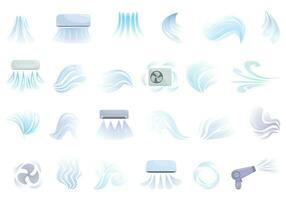 Cold air flow icons set cartoon vector. Wind air effect vector