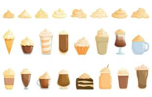 Ice vanilla foam icons set cartoon vector. Cake cream vector