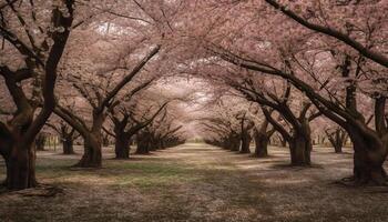 Tranquil scene of cherry blossom in springtime generated by AI photo