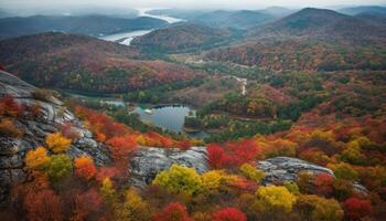 vibrante otoño colores pintar tranquilo montaña escena generado por ai foto