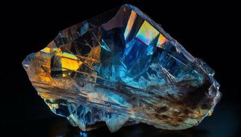 Shiny gemstone reflecting vibrant colors in nature generated by AI photo