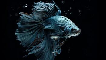 Fierce, multi colored Siamese fighting fish swim underwater generated by AI photo