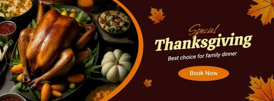 Brown Special Thanksgiving Restaurant Facebook Cover template