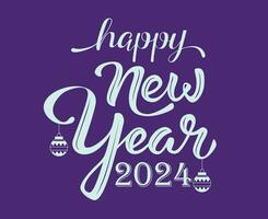 Happy New Year 2024 Holiday Cyan Abstract Design Vector Logo Symbol Illustration With Purple Background