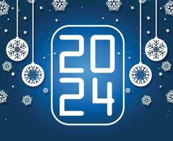 Happy New Year 2024 Holiday White Abstract Design Vector Logo Symbol Illustration With Blue Background