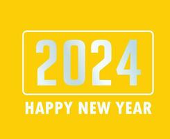 Happy New Year 2024 Holiday White Abstract Design Vector Logo Symbol Illustration With Yellow Background