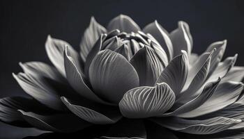 Soft focus on single dahlia bud, elegance in monochrome generated by AI photo