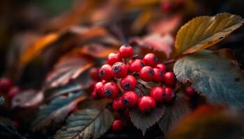 Ripe berry fruit on branch in autumn generated by AI photo