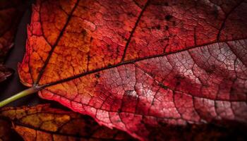 Vibrant autumn leaf, close up, beauty in nature generated by AI photo