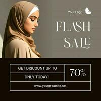 Brown Minimalist Hijab Flash Sale LinkedIn Post template