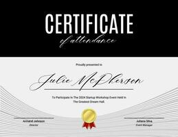 Black Elegant Startup Workshop Certificate template