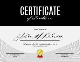 Black Elegant Startup Workshop Certificate template