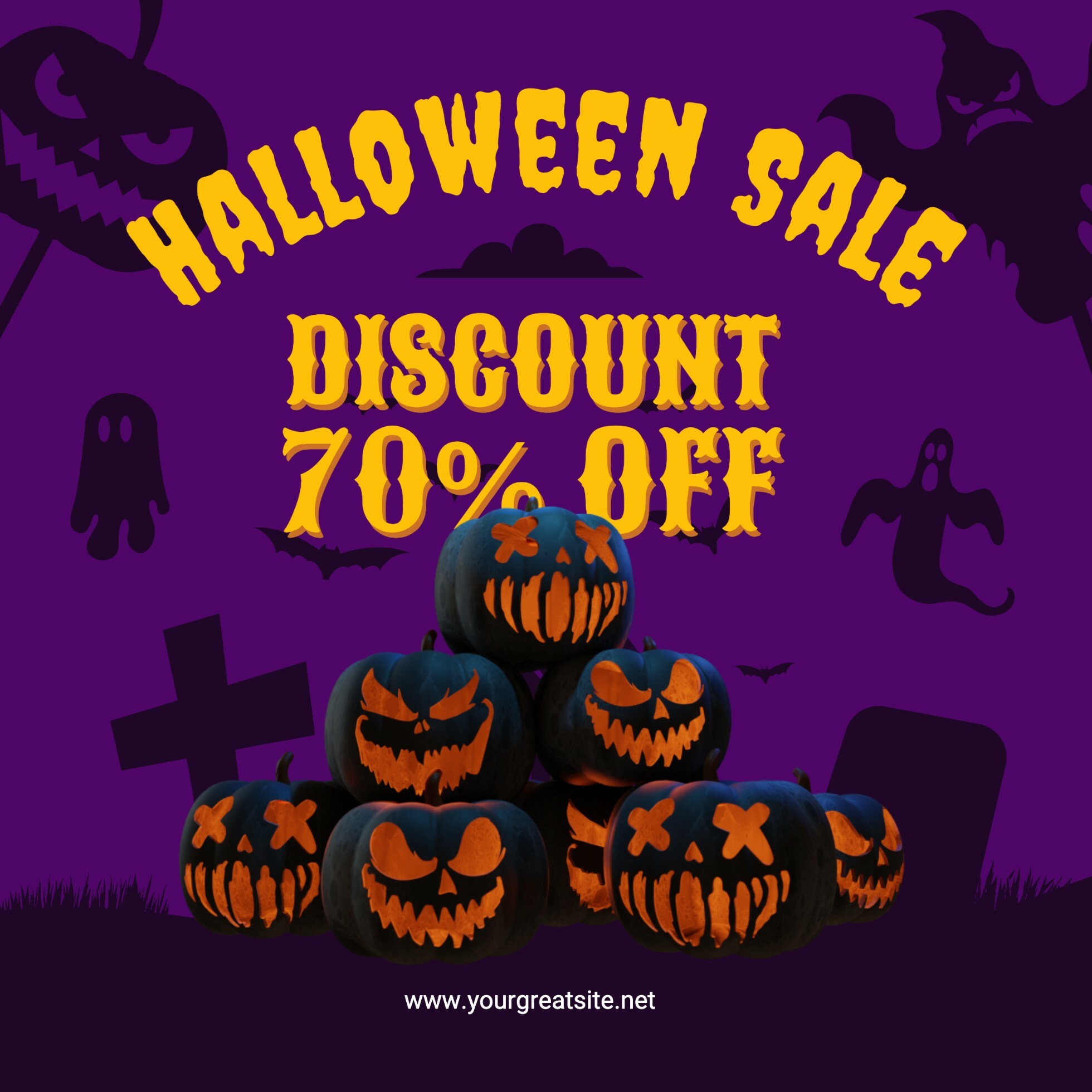 Purple Frightening Halloween Sale Discount LinkedIn Post