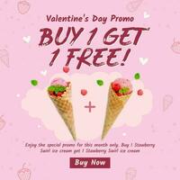 Seasonal Valentines Day Promo Ice Cream Linkedin Post template