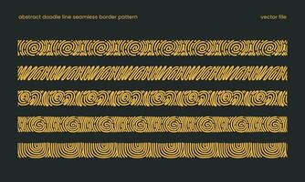 abstract doodle line ancient tribe glyph border seamless pattern set for design decoration. african or aztec tribe like pattern border vector illustration