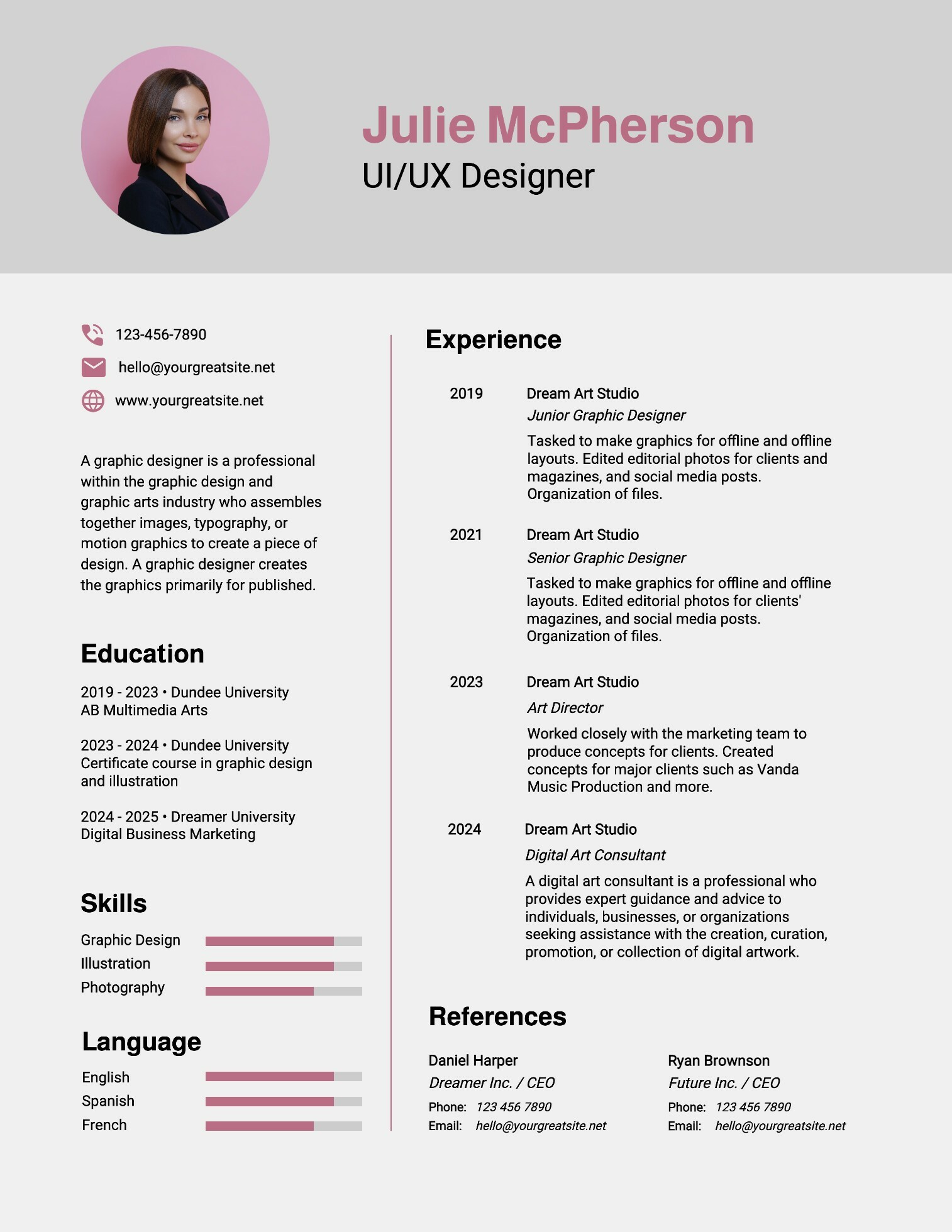 Grey Minimalist Designer Resume
