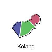 mapa ciudad de kolang logo diseño, provincia de norte Sumatra, mundo mapa internacional vector modelo con contorno gráfico bosquejo estilo