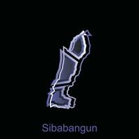 mapa ciudad de sibabangun logo diseño, provincia de norte Sumatra, mundo mapa internacional vector modelo con contorno gráfico bosquejo estilo