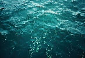 Aerial view to ocean waves. Abstract water surface of ocean. Stormy water background. Created with Generative AI photo