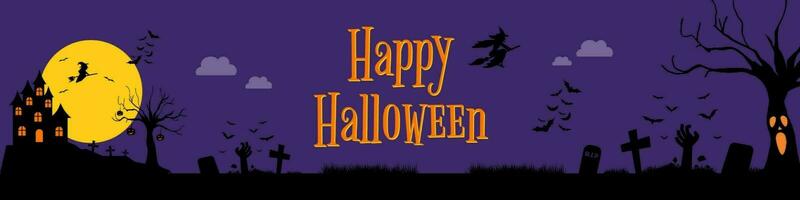 Purple Frightening Happy Halloween LinkedIn Banner template